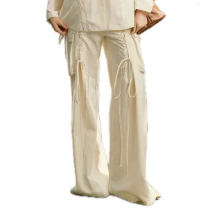 Wide-leg Tie trousers In White