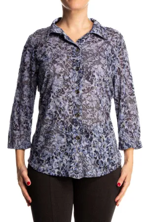 Women's Blouses Canada Quality Blue Stretch Knit fabric XLarge Sizes Comfort Flattering Fit Made in Canada Yvonne Marie Boutiques