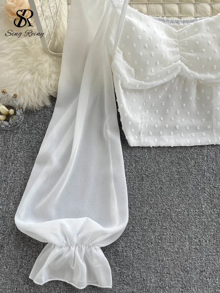 Women's Lantern Sleeve Off Shoulder Fashion Designer Long-Sleeve Tops