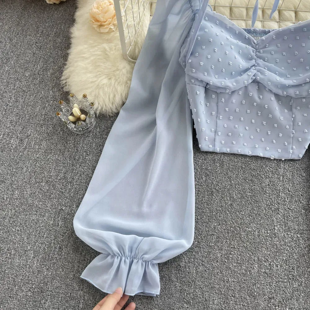 Women's Lantern Sleeve Off Shoulder Fashion Designer Long-Sleeve Tops