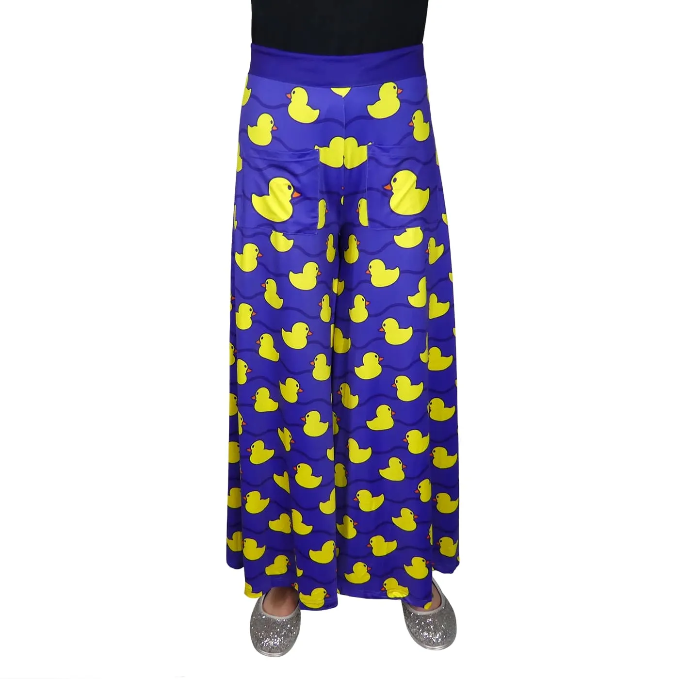 Yellow Ducky Wide Leg Pants With Pockets
